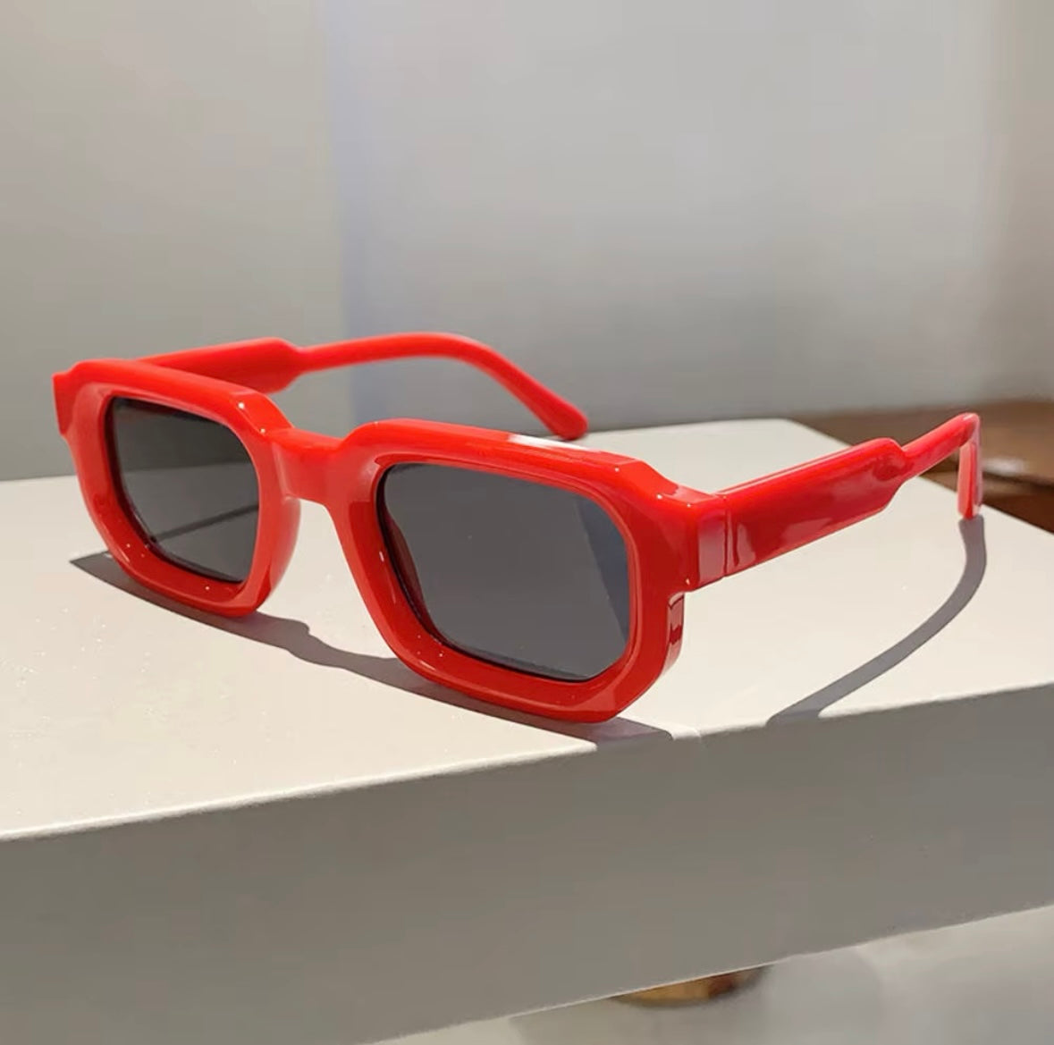 Retro Square Ruby Red